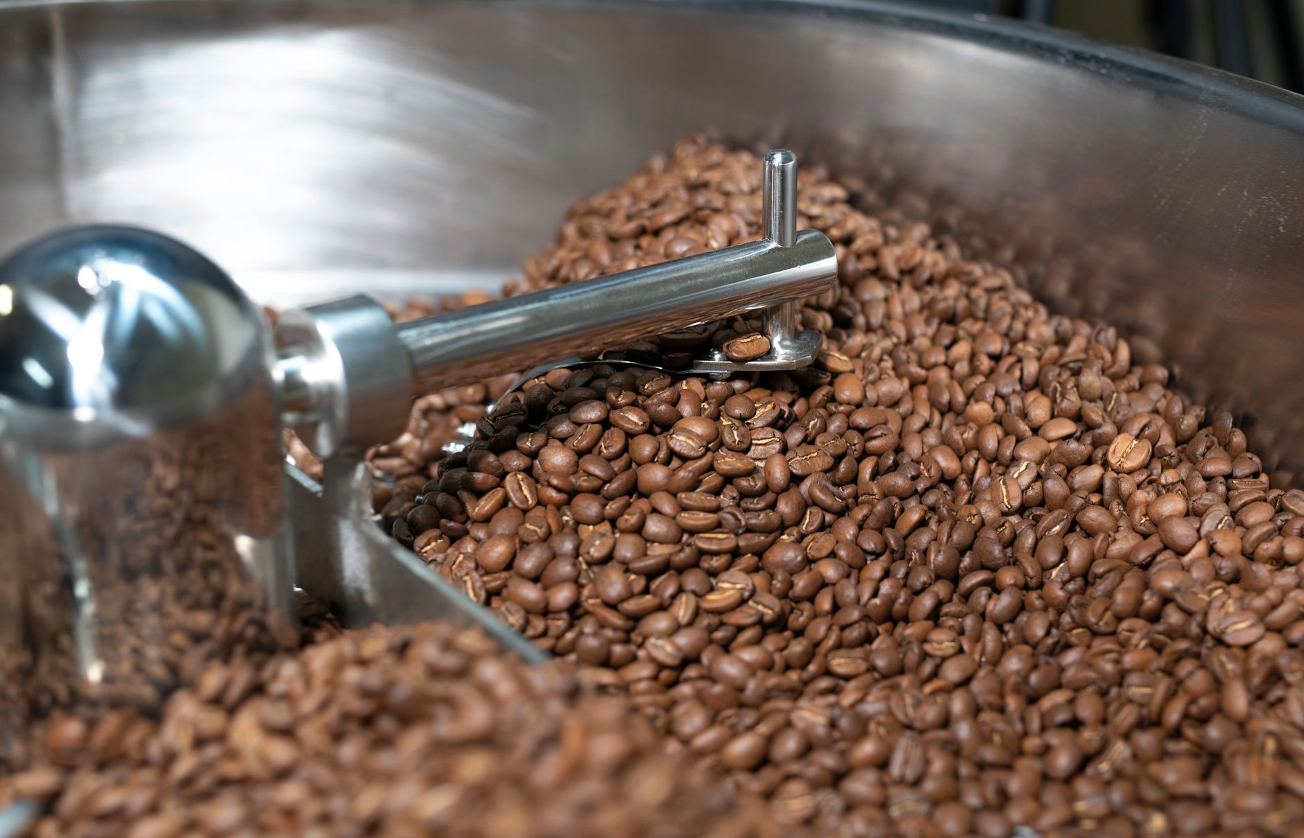 Coffee roasting drum in action
